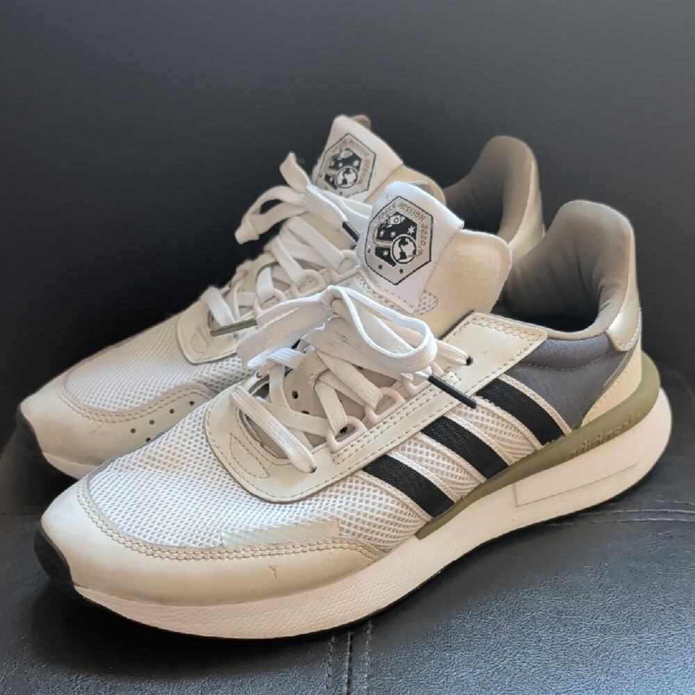 Adidas Retroset J Space Mission White Gray Lace Up Running Sneakers